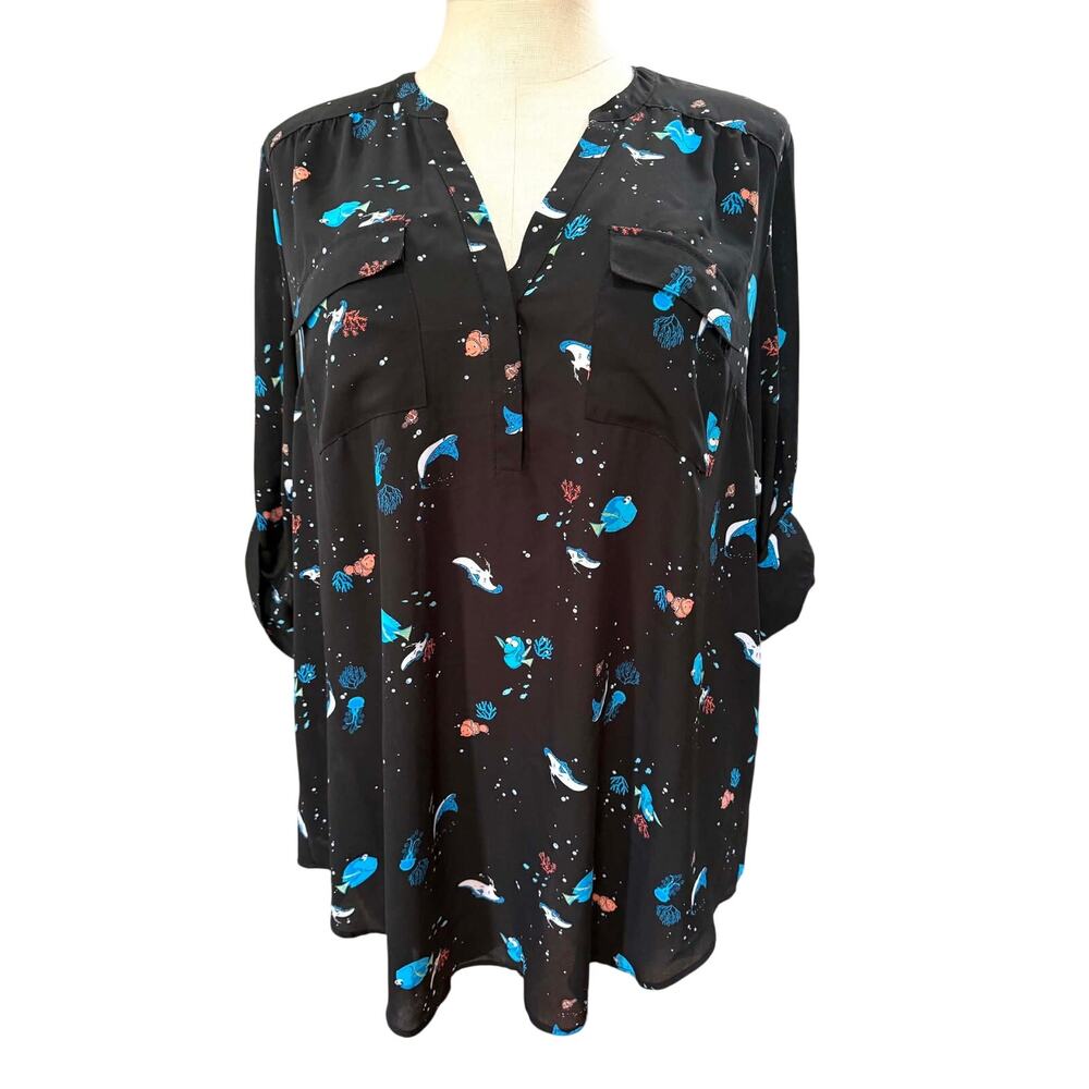 Torrid 3 (3X 22/24) Disney Pixar Finding Nemo Harper Georgette Long Tunic Blouse
